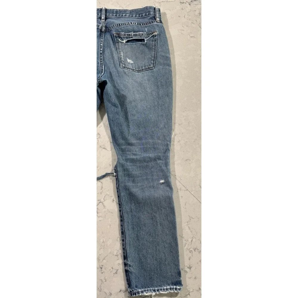 J.Crew Broken In Boyfriend Jeans Womens 28 Distressed Slim Straight Blue B0718